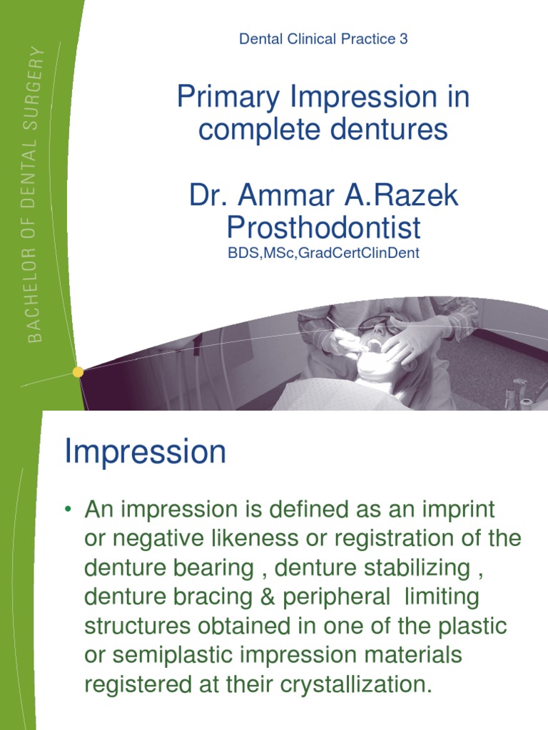 Dental Clinical Practice 3 Primary Impression in Complete Dentures PDF Dentures Adhesive