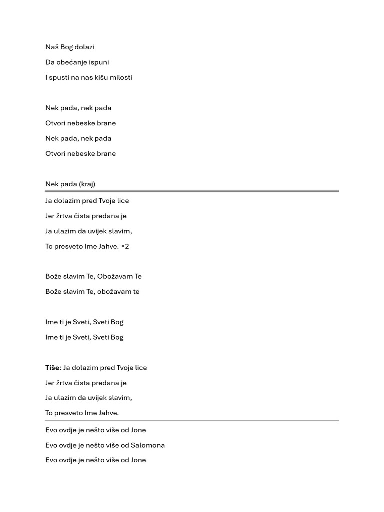 Duhovna Obnova - Klanjanje 12.4.2025. (1) | PDF