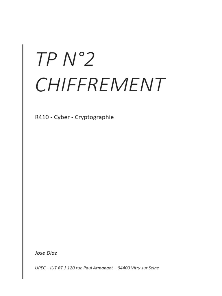 TP Cryptographie : Chiffrement Python | PDF | Communication sécurisée ...