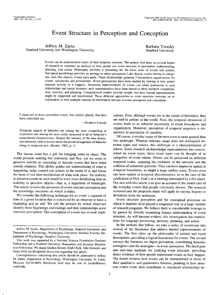 Zacks 2001 - Event Structure in Perception and Conception. | PDF
