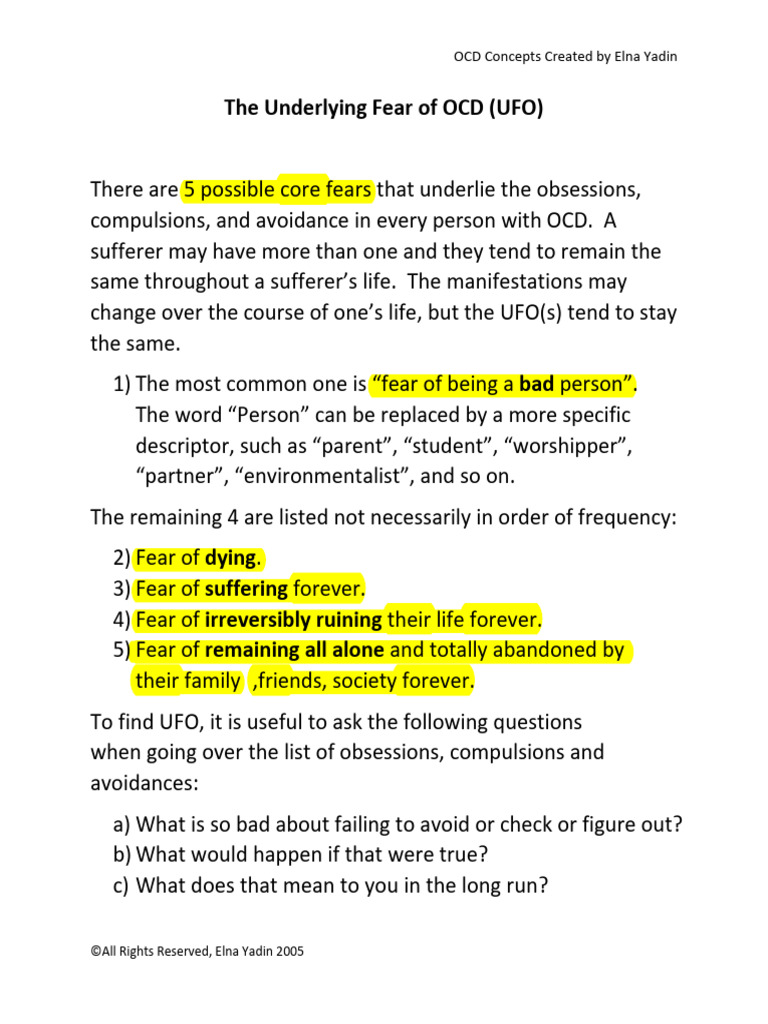 Understanding OCD's Core Fears | PDF | Obsessive–Compulsive Disorder ...