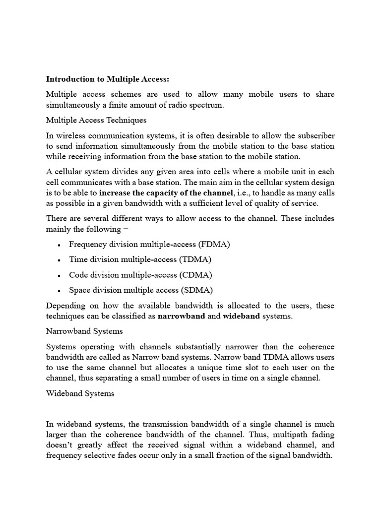 Unit-III, Multimedia Access Techniques For WC | PDF | Channel Access ...