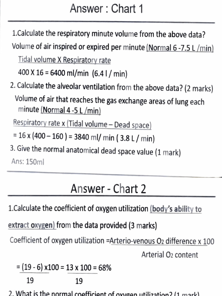 Respiratory Volume and Ventilation Calculations | PDF | Breathing ...