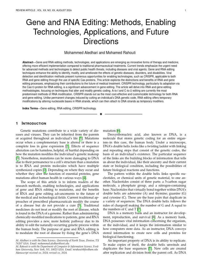 Advances in Gene and RNA Editing | PDF | Dna | Mutation