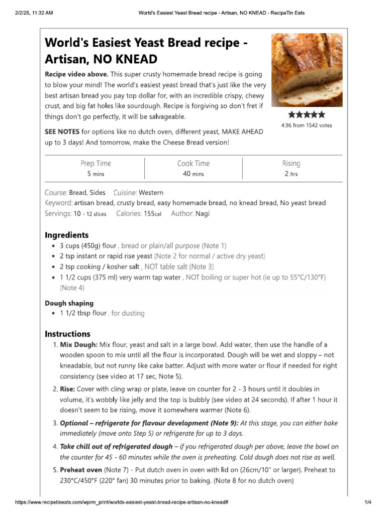 Bread Recipe | PDF