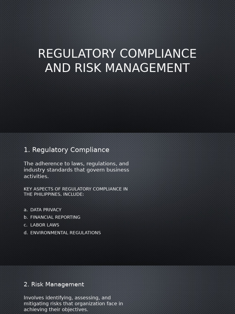 Regulatory Compliance and Risk Management (Autosaved) | PDF ...