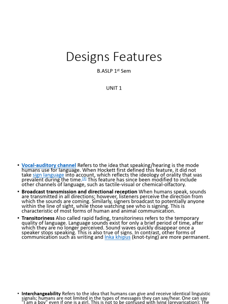 Design Features | PDF | Communication | Human Communication