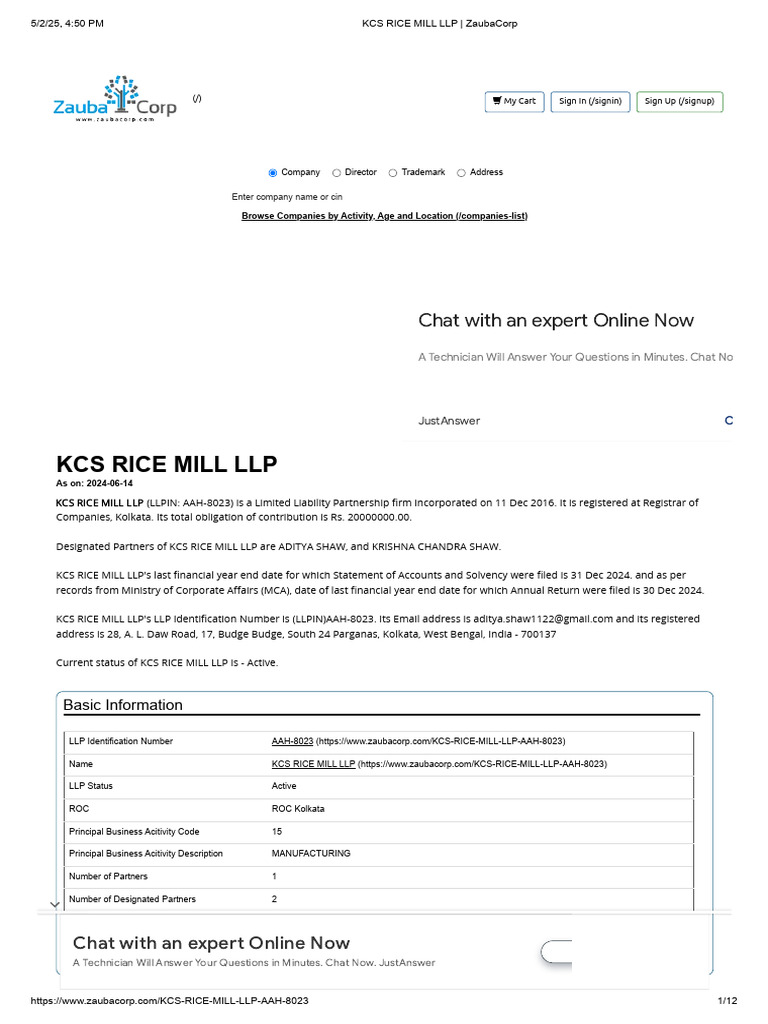 KCS Rice Mill LLP Overview | PDF | Limited Liability Partnership | Expense