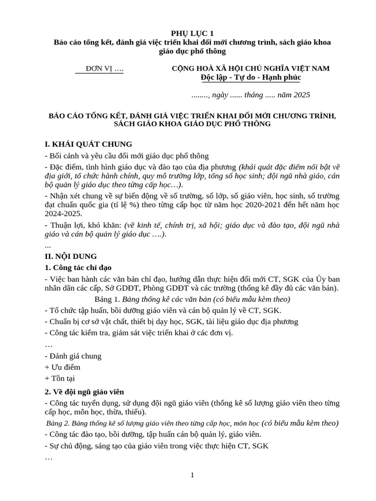 Phu Luc 1 de Cuong | PDF
