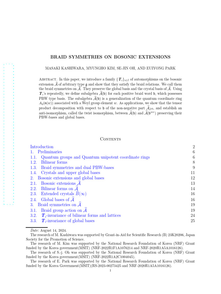 Braid Symmetries On Bosonic Extensions: Abstract | PDF | Ring ...