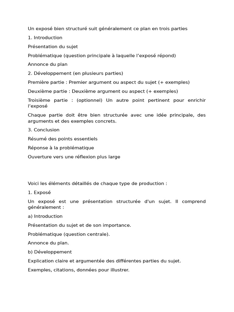 Guide pour un exposé structuré | PDF