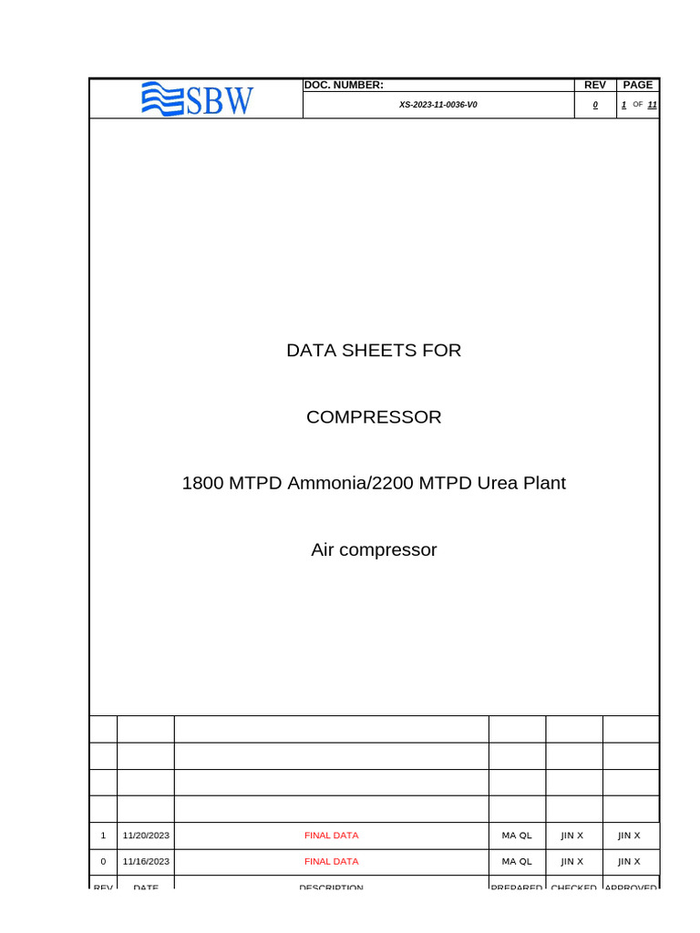 Compressor Datasheet-20231120 | PDF | Mechanical Engineering | Gases