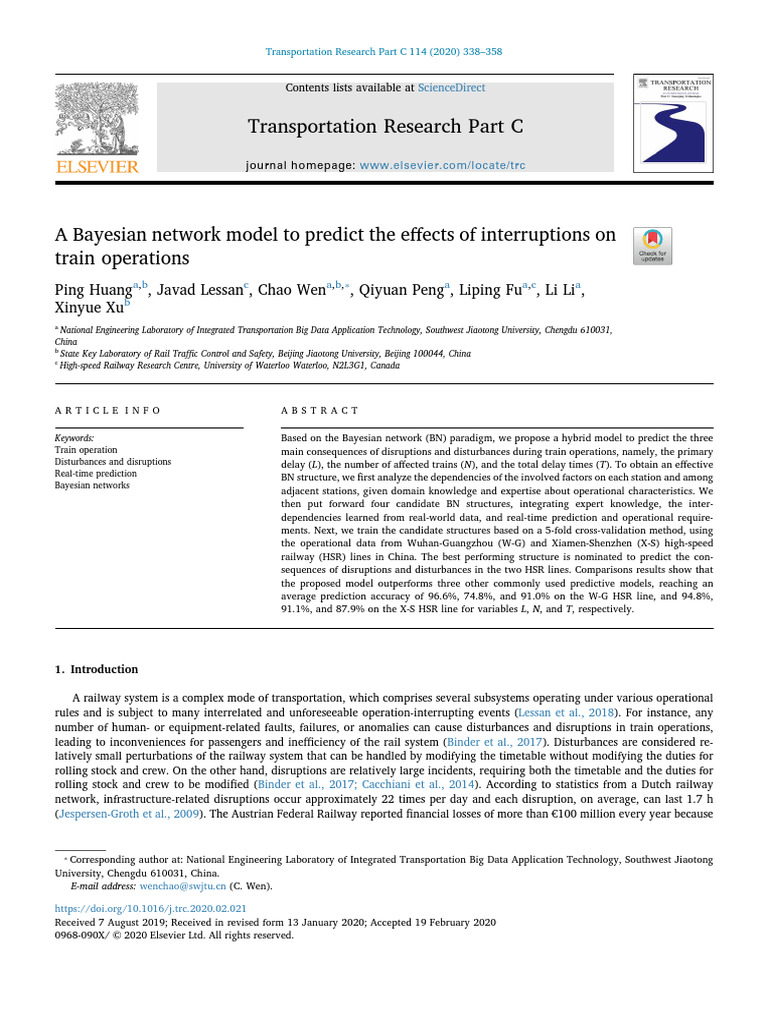 Predicting Train Disruption Effects with Bayesian Networks | PDF ...