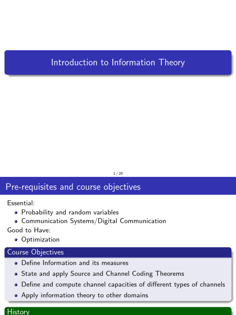 Introduction to Information Theory Concepts | PDF | Mathematics ...