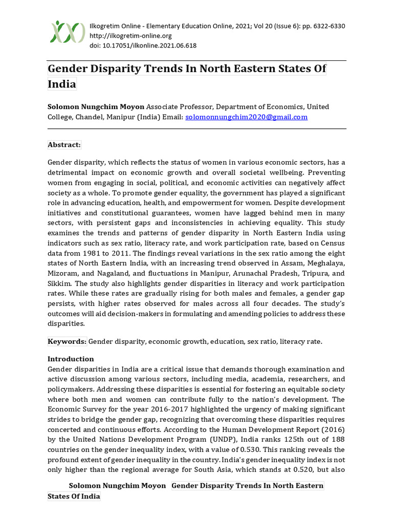 Gender Disparity in Northeast India Trends | PDF | Gender Inequality ...