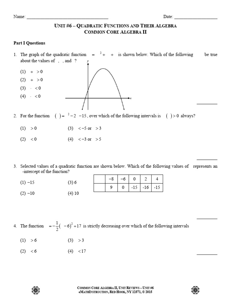 Common Core Algebra II Unit 6 Review | PDF | Equations | Analytic Geometry