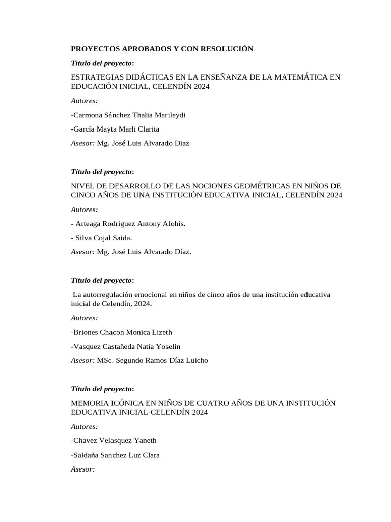 Proyectos Aprobados y en Revisión-1 | PDF | Aprendizaje