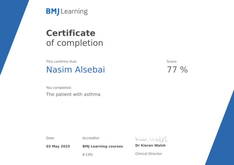 BMJ Learning Certificate: Asthma Course | PDF