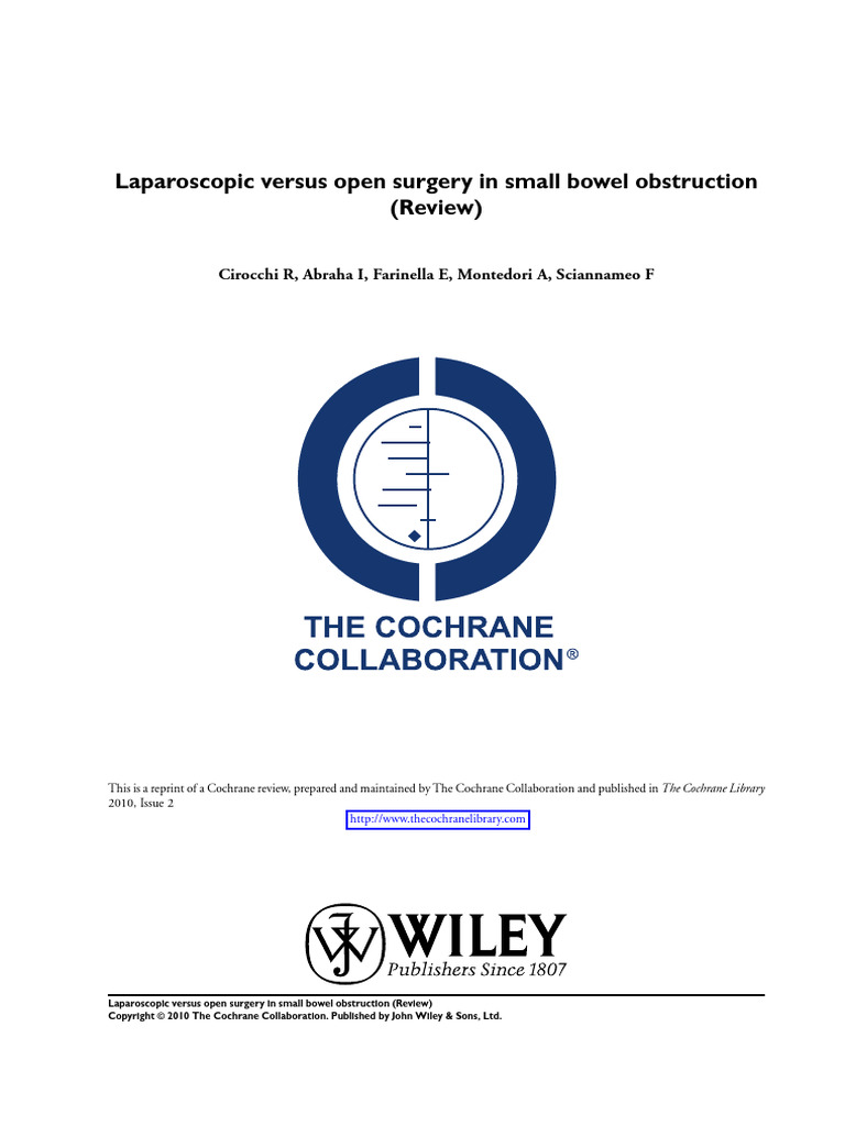 Laparoscopic Versus Open Surgery in Small Bowel Obstruction | PDF ...
