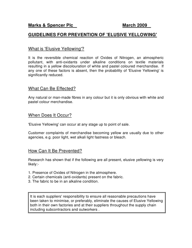 Preventing Elusive Yellowing in Textiles | PDF | Dyeing | Textiles