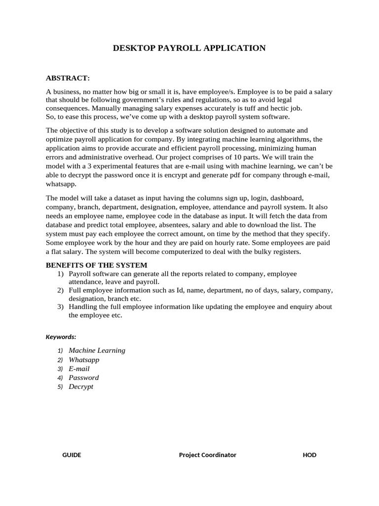 Desktop Payroll Application | PDF