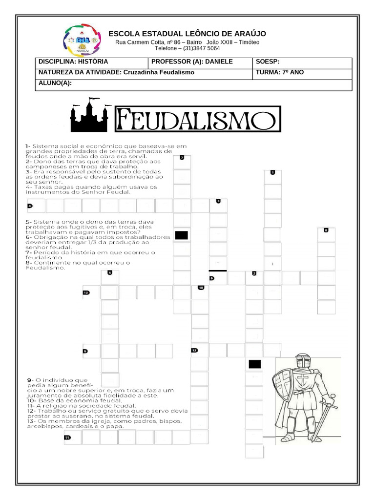 Cruzadinha sobre Feudalismo | PDF