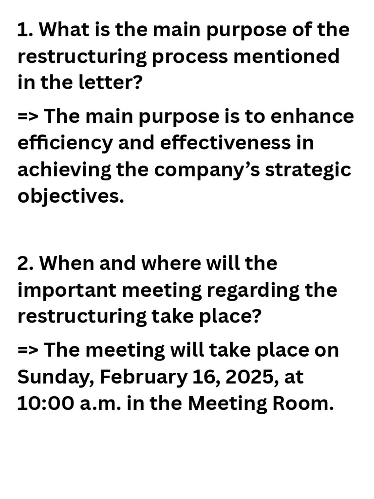 Restructuring Meeting Announcement | PDF