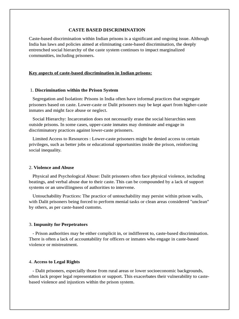 Caste Discrimination in Indian Prisons | PDF | Caste | Dalit