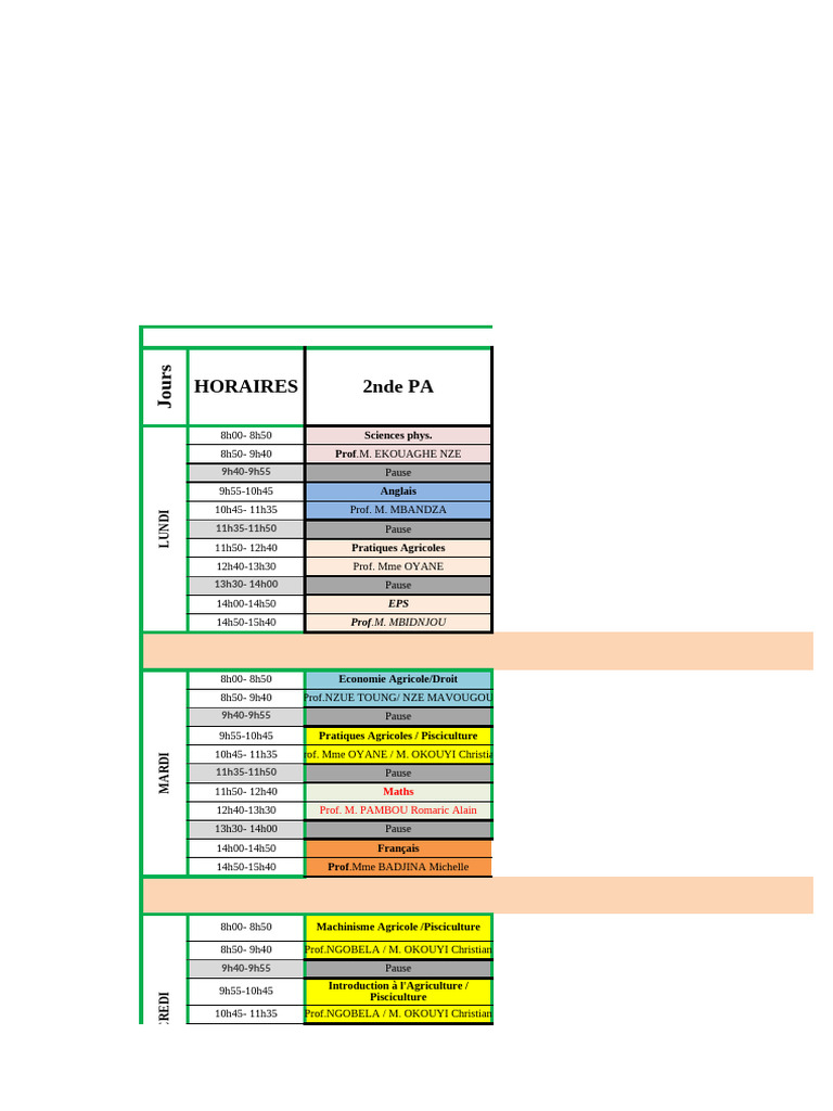 Emploi du Temps 2025 - 2nde PA | PDF | Informatique | Informatique