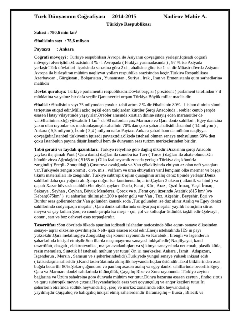 Türkiyə Respublikası | PDF