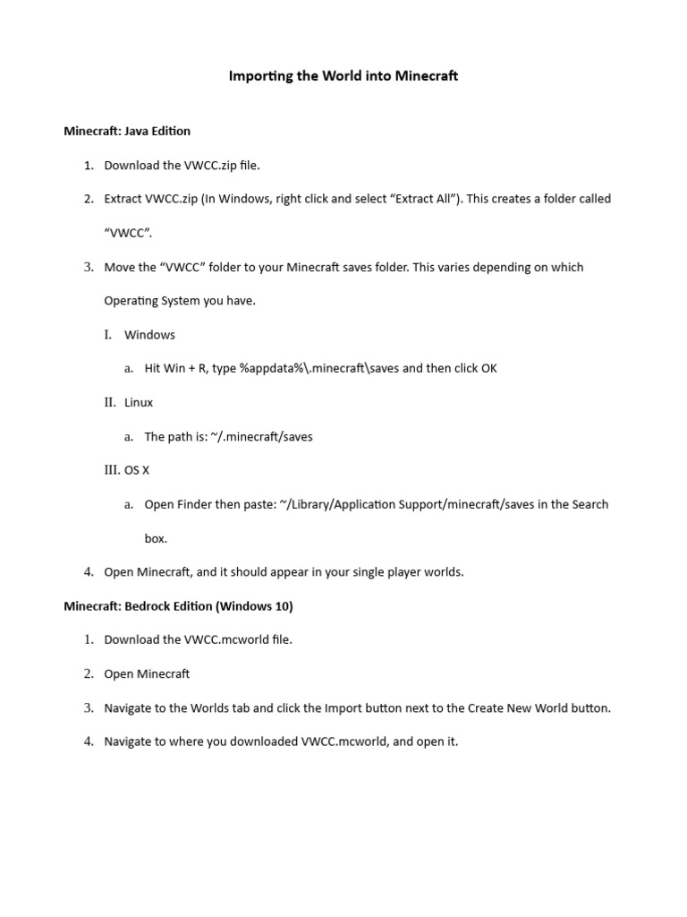 World Import Instructions | PDF