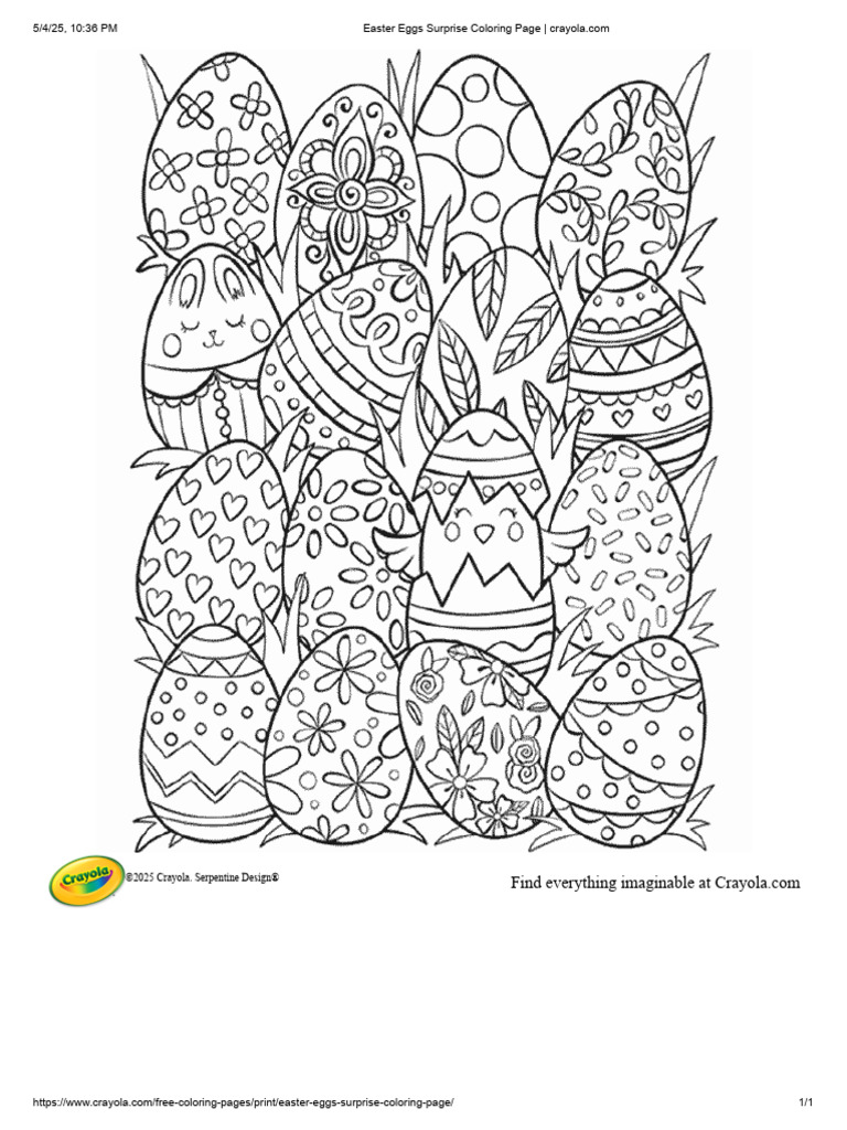 Easter Eggs Surprise Coloring Page | PDF