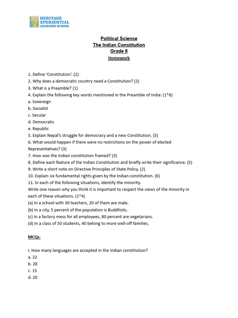 The Indian Constitution - Q and A | PDF