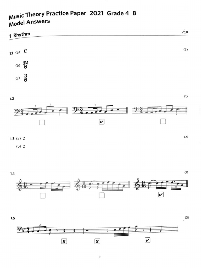 ABRSM Music Theory Practice Papers Answers 2021 9 | PDF