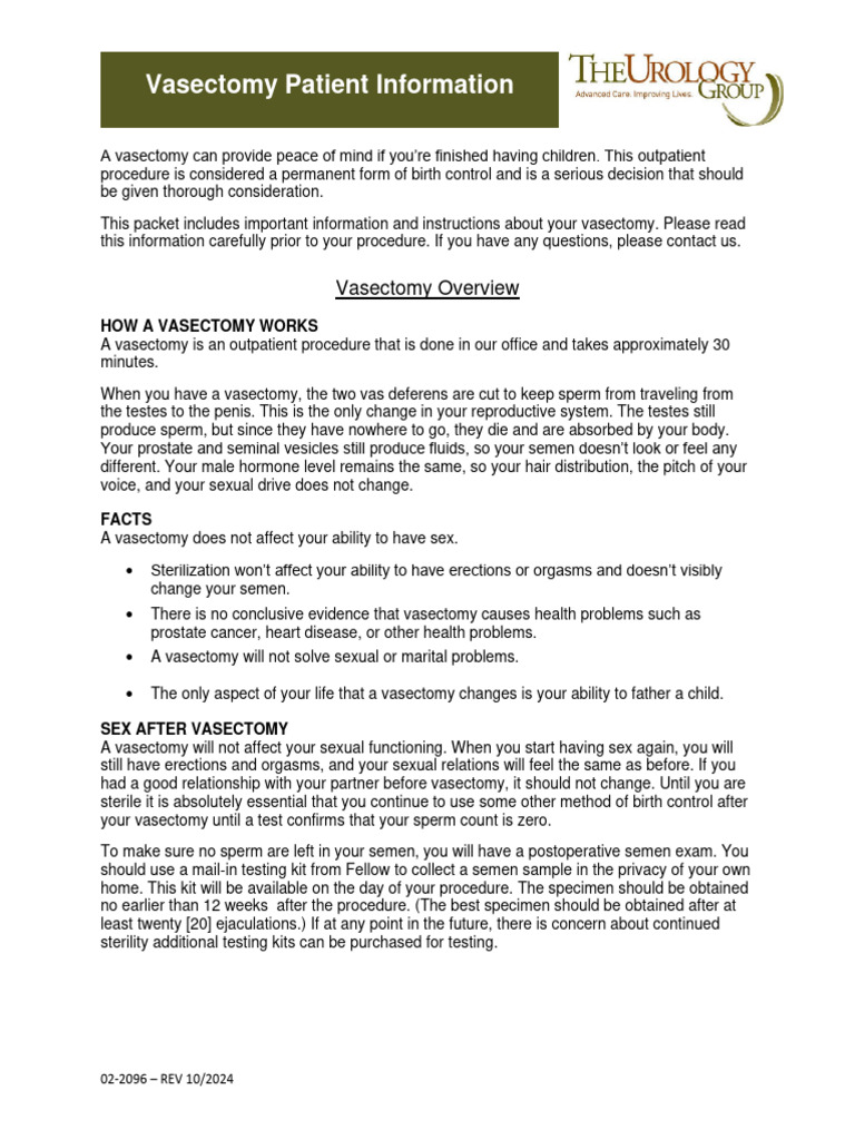 Essential Vasectomy Patient Guide | PDF | Medical Specialties ...