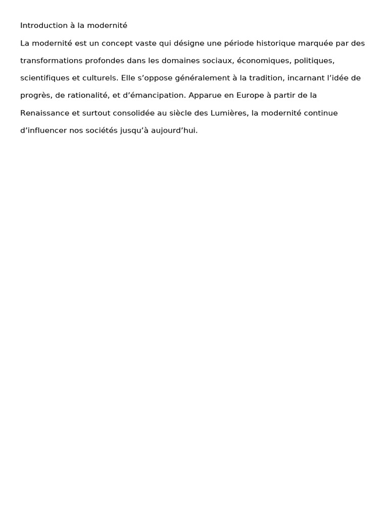 Introduction à la modernité | PDF | Modernité | Révolutions