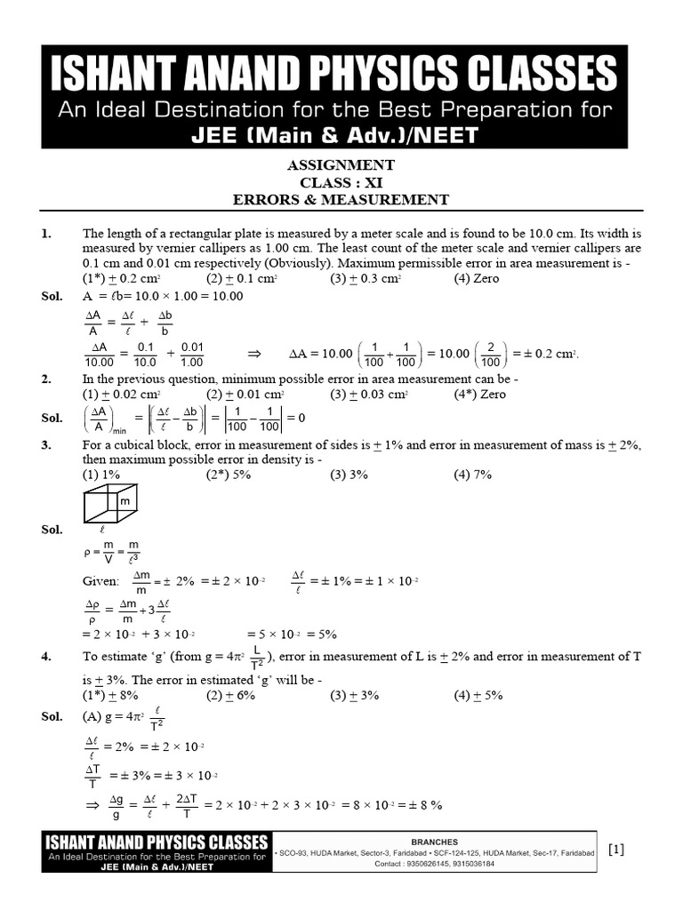 errors in measurement class 11 pdf