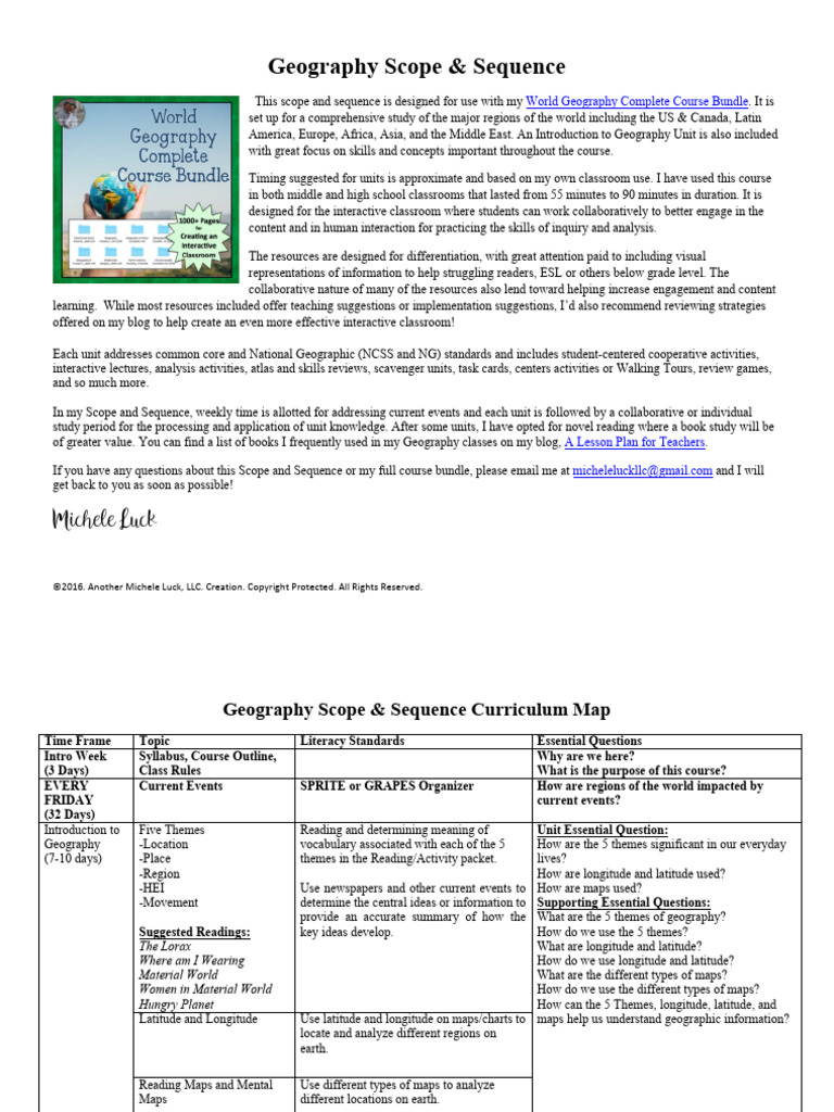 Geography Curriculum Scope & Sequence | PDF | Geography | Map