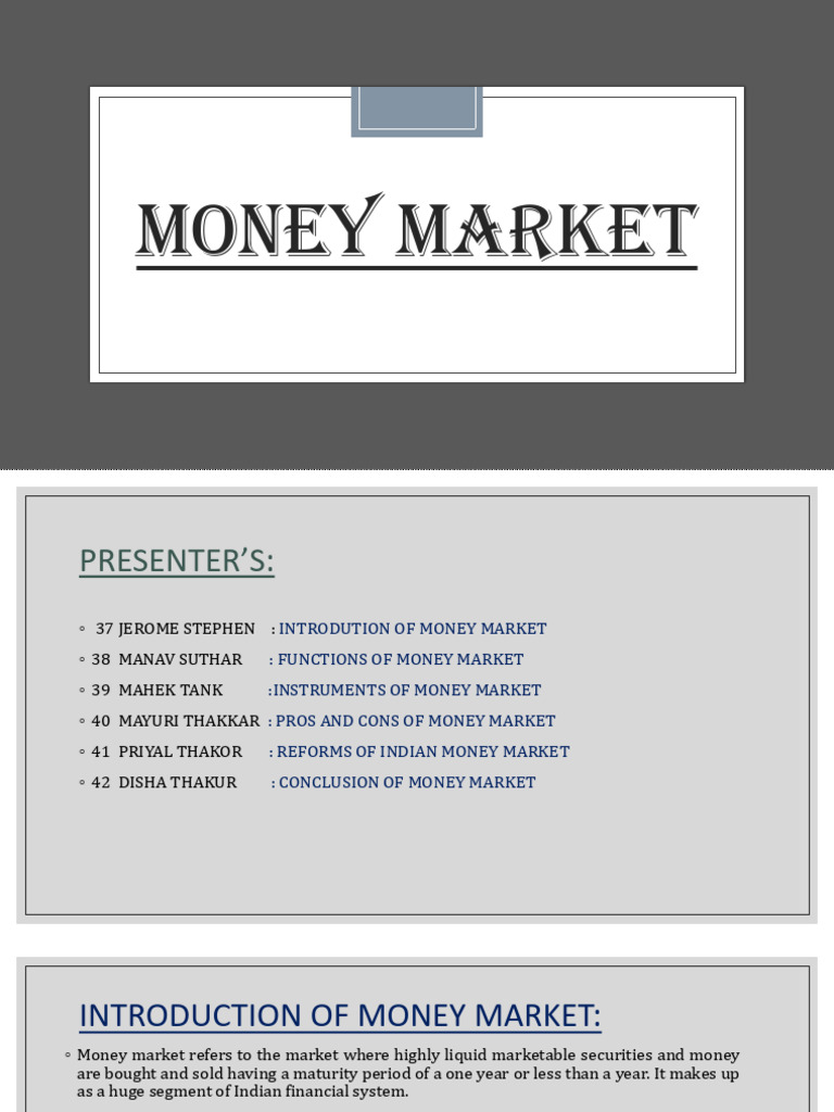 Overview of Money Market Functions | PDF | Repurchase Agreement | Money ...
