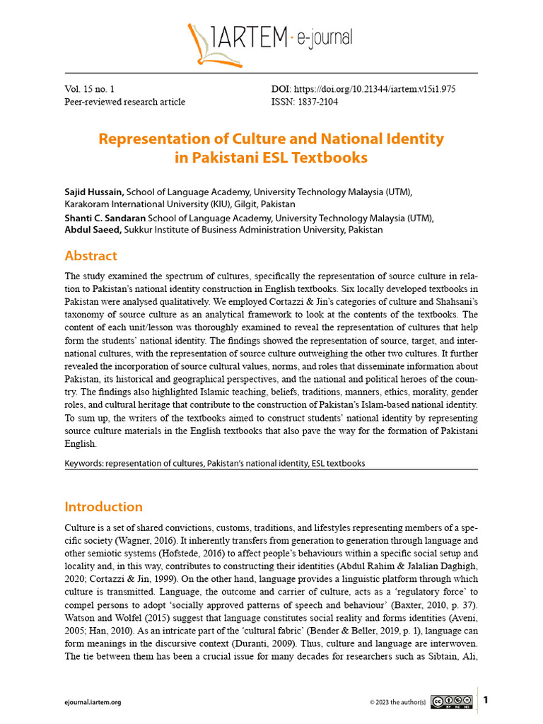 Pakistani ESL Textbooks and National Identity | PDF | English As A ...