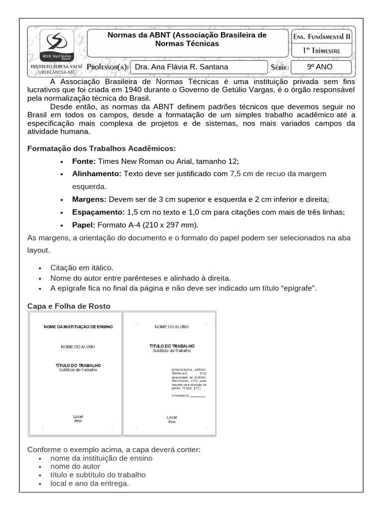 Normas ABNT para Trabalhos Acadêmicos | PDF