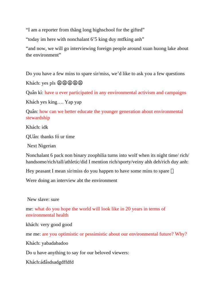 Interviewing Locals on Environmental Issues | PDF