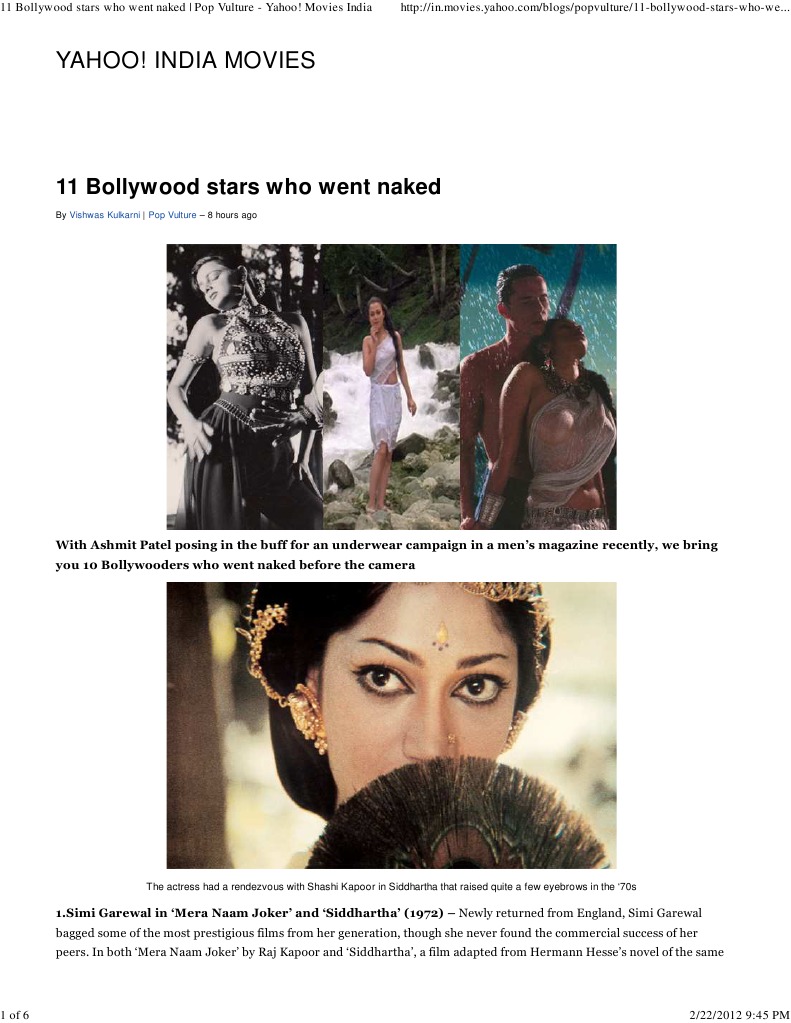 11 Bollywood Stars Who Went Naked - Pop Vulture - Yahoo! Movies India