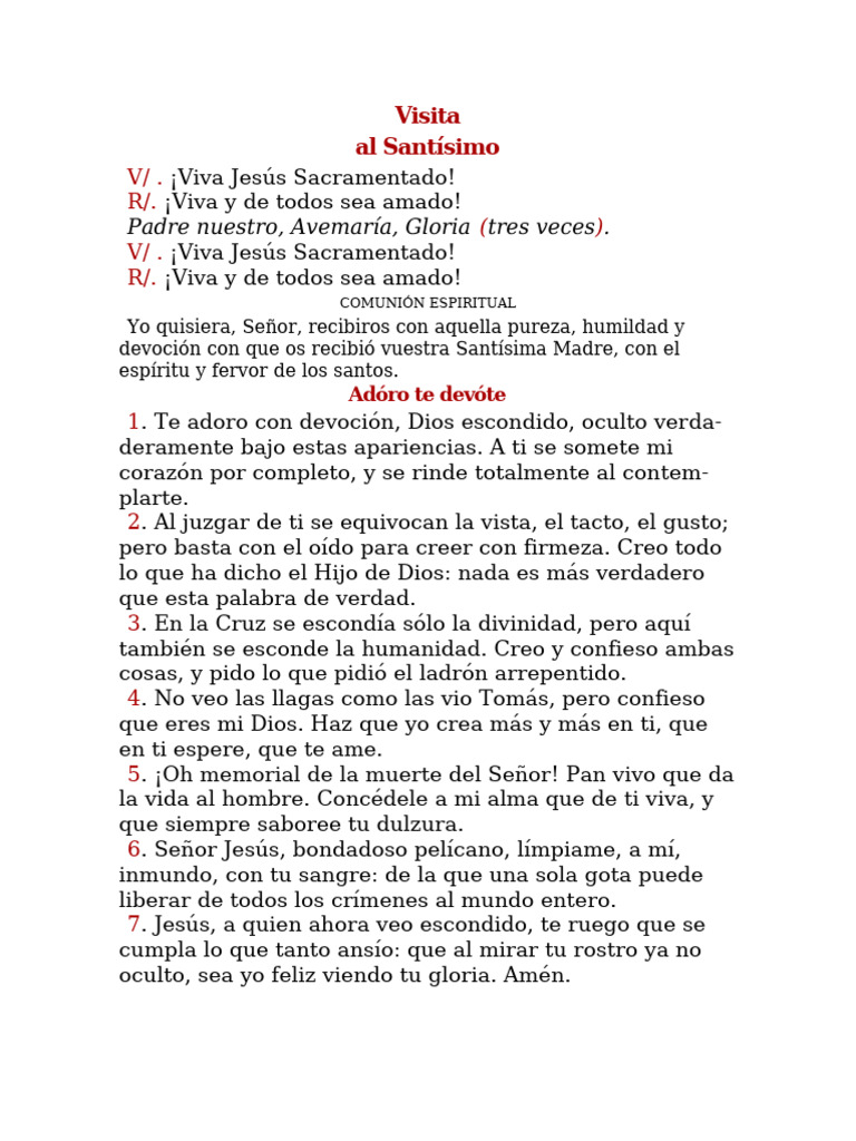 Oraciones y Alabanzas al Santísimo | PDF | Adoración Cristiana Y Liturgia