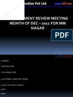 Management Review Meeting Month of Dec - 2011 For MM Nagar: Achieve