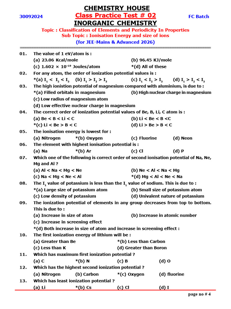 Answer Class Practice Test-2 Periodic Table (30!09!240930 - 160652 ...