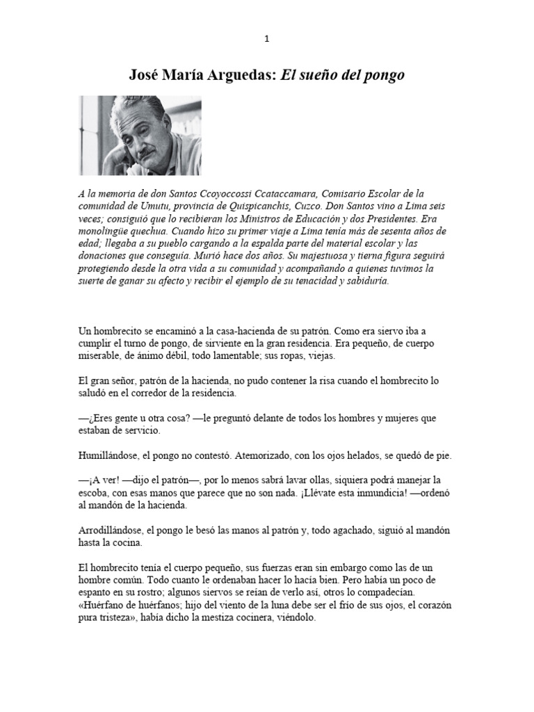 Arguedas-El Sueño Del Pongo | PDF