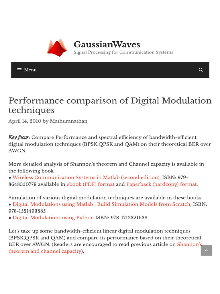 Performance Comparison of Various Digital Techniques | PDF