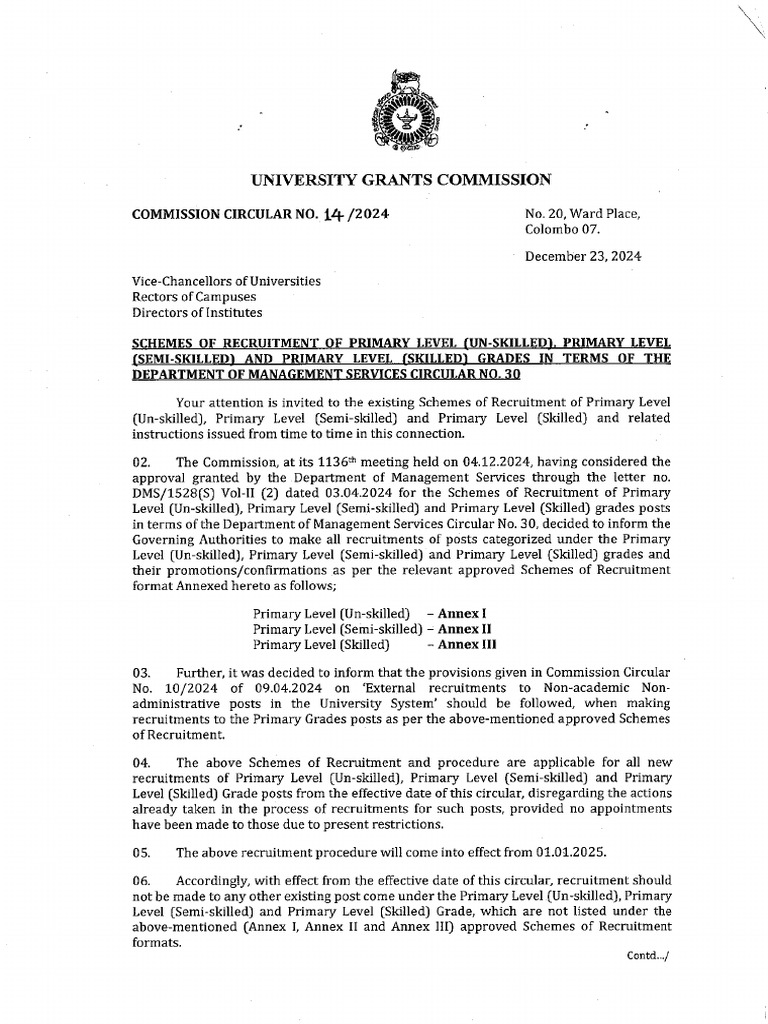 Commission Circular No. 14 - 2024 | PDF