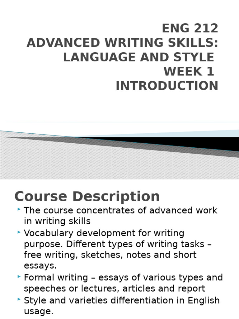 ENG 212 Advanced Writing Skills Overview | PDF | Writing | Essays